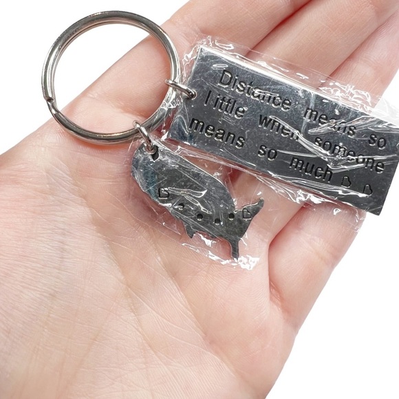 New Silver Tone Long Distance Friendship Relationship Keychain - Picture 4 of 5
